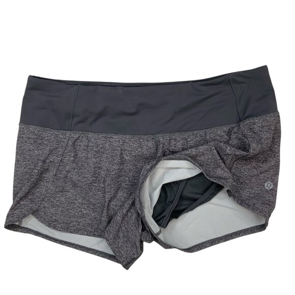 Lululemon Run Times Shorts 8 Heather Lux Multi Black Mid Rise Built In Brief - Picture 3 of 14